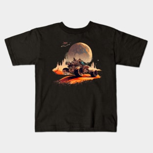 four-wheeled car in desert Kids T-Shirt